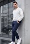Men's Straight Fit Cotton Blue Trousers - 2