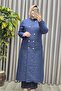 Women's Clothing Plus Size Quilted Metal Buttoned Double-Breasted Cap - 4