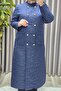 Women's Clothing Plus Size Quilted Metal Buttoned Double-Breasted Cap - 5