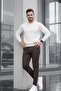 Men's Straight Fit Cotton Brown Trousers - 4