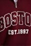 Men's Relax Fit Comfortable Cut Cotton Half Zipper Printed Claret Red Sweatshirt - 5