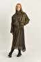 Women's Khaki Mix Plaid Patterned Wrinkle Effect Lined Midi Chiffon Skirt 20090 60283906 - 4
