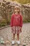 Girl's Pink Bow Floral Pattern Long Sleeve Sweatshirt and Skirt Set - Girl's Set - 6