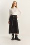 Women's Black Lace Detailed Satin Maxi Skirt 60283907 - 3