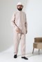 Men's Muslin Hakim Collar Shirt and Pants Two-Piece Set, Modern Hajj Umrah Outfit - Cream (Vşn) - 5