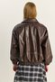 Women's Brown Stitching Detailed Lined Elastic Waist Pocketed Oversize Faux Leather Jacket 3173 60283894 - 8
