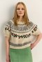 Women's Cream Embossed Embroidery Detailed Patterned Short Sleeve Knitwear Sweater 2616 60283921 - 3