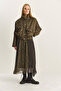 Women's Khaki Mix Plaid Patterned Wrinkle Effect Lined Midi Chiffon Skirt 20090 60283906 - 5