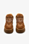 Tan Genuine Leather Suede Lace-Up Thick Sole Women's Boots - 3