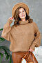 Women's Turtleneck Ribbed Knit Oversized Knitwear Tunic 223009 - 4
