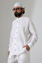 Men's Muslin Judge Collar Shirt and Pants Two-Piece Set, Modern Hajj Umrah Outfit - White (Vşn) - 6