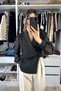 Asymmetric Collar Stone Embellished Blouse - Black Black