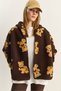 Women's Brown Hooded Pocket Detailed Teddy Oversize Fleece Sweatshirt 4133 60283893 - 3