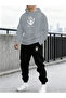 Men's El Printed Comfortable Fit Hooded Pocket Top Jogger Elastic Cuff Bottom Tracksuit Set