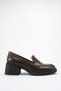 Brown Genuine Leather Women's Heeled Loafer Shoes Real Leather Heeled Moccasins Women's Casual Loafer - 7