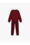 Cotton Long Sleeve Crew Neck Waist Tie Printed Tracksuit Set - 4
