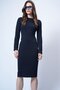 Dark Navy Blue Crew Neck Midi Length Knitted Dress Alc-X14774