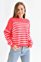 Women's Crew Neck Embroidered Striped Knit Sweater 10272.Ctn - 3