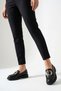 Black Genuine Leather Buckle Women's Loafer Shoes Daily Front Buckle Modern Design Leather Moccasins - 3