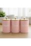 Kitchen set consisting of a metal bread box and a set of pink storage containers. The containers are 17*10 cm, and the bread box is 30*24*18 cm. - 2