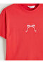 Red Crew Neck Printed Women's Pajamas Set - 8