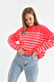 Women's Crew Neck Embroidered Striped Knit Sweater 10272.Ctn - 4