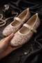 Women's Stylish Everyday Ballet Flats with Glittery Sequins and Buckle Detail - 3