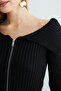 Zippered Madonna Collar Cardigan with Sleeve Detail - 6