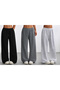 Women's 3-Pack Anthracite + Black + Gray Loose Oversized Comfortable Fit Wide Leg Sweatpants