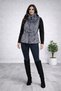 Women's Anthracite Plush Cardigan – Knitted Sleeves, Stylish Winter Model with Front Zipper, Open - 2