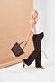 Maternity Stretchy Waistband Adjustable Wide Leg Gabardine Trousers Brown - 6