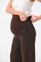 Maternity Stretchy Waistband Adjustable Wide Leg Gabardine Trousers Brown - 7