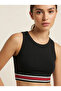 Women's Black Stripe Bandage Crop Blouse Nj54 - 2