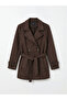 Brown Double Breasted Collar Oversize Women's Trench Coat