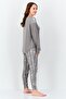 Women 2 Pieces Allover Print Top And Bottom Pyjama Set, Grey - 3