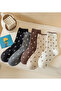 5 Pairs Women's Socks with Carnation Pattern Breathable Flexible Texture Four Seasons Useful Socks - 7