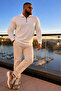Men's Plus Size Trendy Zippered White Sweatshirt - 4