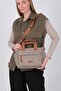 Green - Tan Satin Women's Handbag Sp1230 - 2