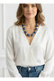 Wooden Bead Necklace Blue Gold Detailed Special Design Bijouterie Women's Necklace - 2