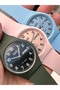 Green Color Silicone Cord, 10 Bar Waterproof (Pool, Sea Suitable) Women's Calendar Wristwatch