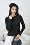 Women's Wide Collar Long Sleeve Lycra Combed Cotton Blouse - 2