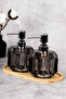 2-Piece Liquid Soap Dispenser Set with Bamboo Stand 300 ml Diamond Patterned Modern Acrylic Soap Dispenser 9 cm X 13.5 cm - 2
