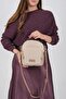 Beige - Sand Satin Women's Crossbody Bag Sp1220 - 2