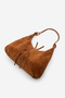 Women's Genuine Leather Shoulder Bag with Zippered Inner Pocket, Ronagi Tan Suede - 5