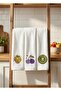 Cute Fruit Figured Embroidered 30X50 Kitchen Towel Set of 3 (Different Colors Will Be Sent) - 3