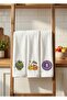 Cute Fruit Figured Embroidered 30X50 Kitchen Towel Set of 3 (Different Colors Will Be Sent) - 4