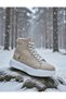 Men's Daily Beige White Classic Boots Lace-Up High-Top Faux Leather Water Resistant Comfortable Winter Shoes - 5