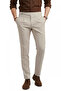 Men's Beige Stretch Fabric Italian Cut Pleated Belt Buckled Stylish Trousers 2601020