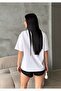 تي شيرت نسائي أبيض برقبة على شكل حرف V كبير الحجم 100% قطن lu Basic T-Shirt - 7