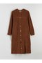 New Season from Güli̇s Gi̇yi̇m Brown Crew Neck Fiti Corded Fabric Ife Women's Ferace - 5